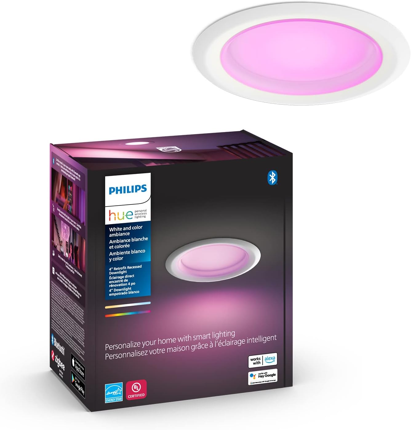 Philips Hue Smart Recessed Lighting 4 Inch for Color Ambiance