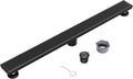 Black Linear Shower Drain 32 in with Removable Quadrato Grate - Matte