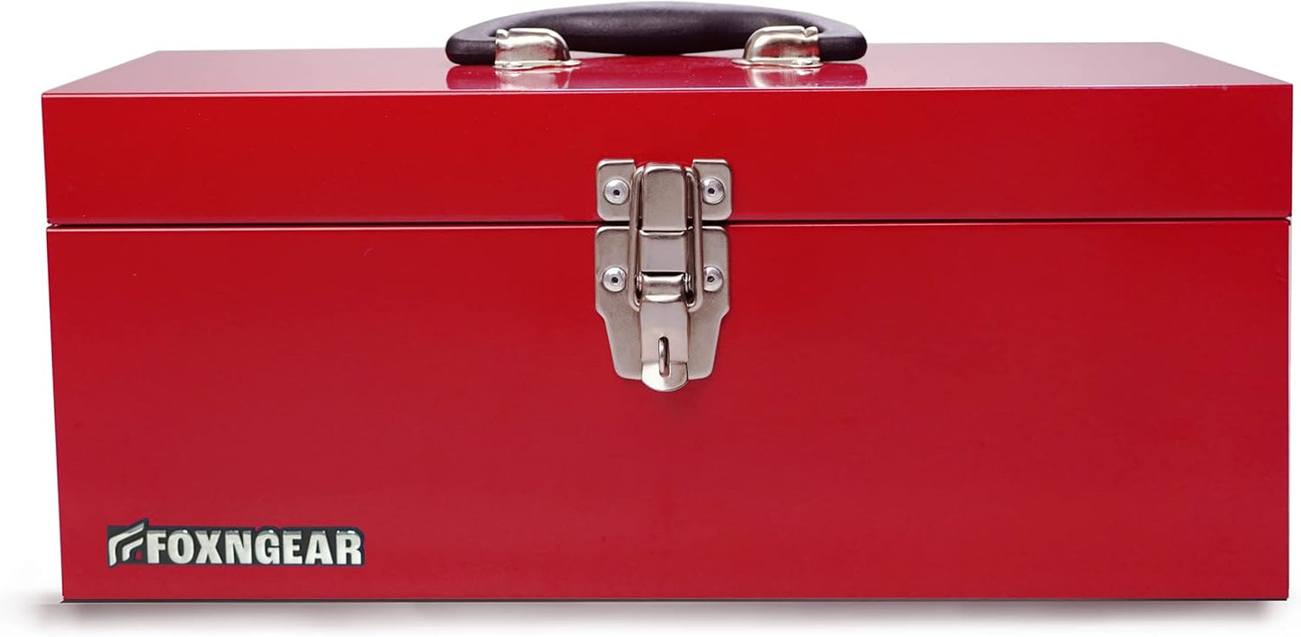 16 Portable Steel Heavy-duty Tool Box with Metal Latch Red