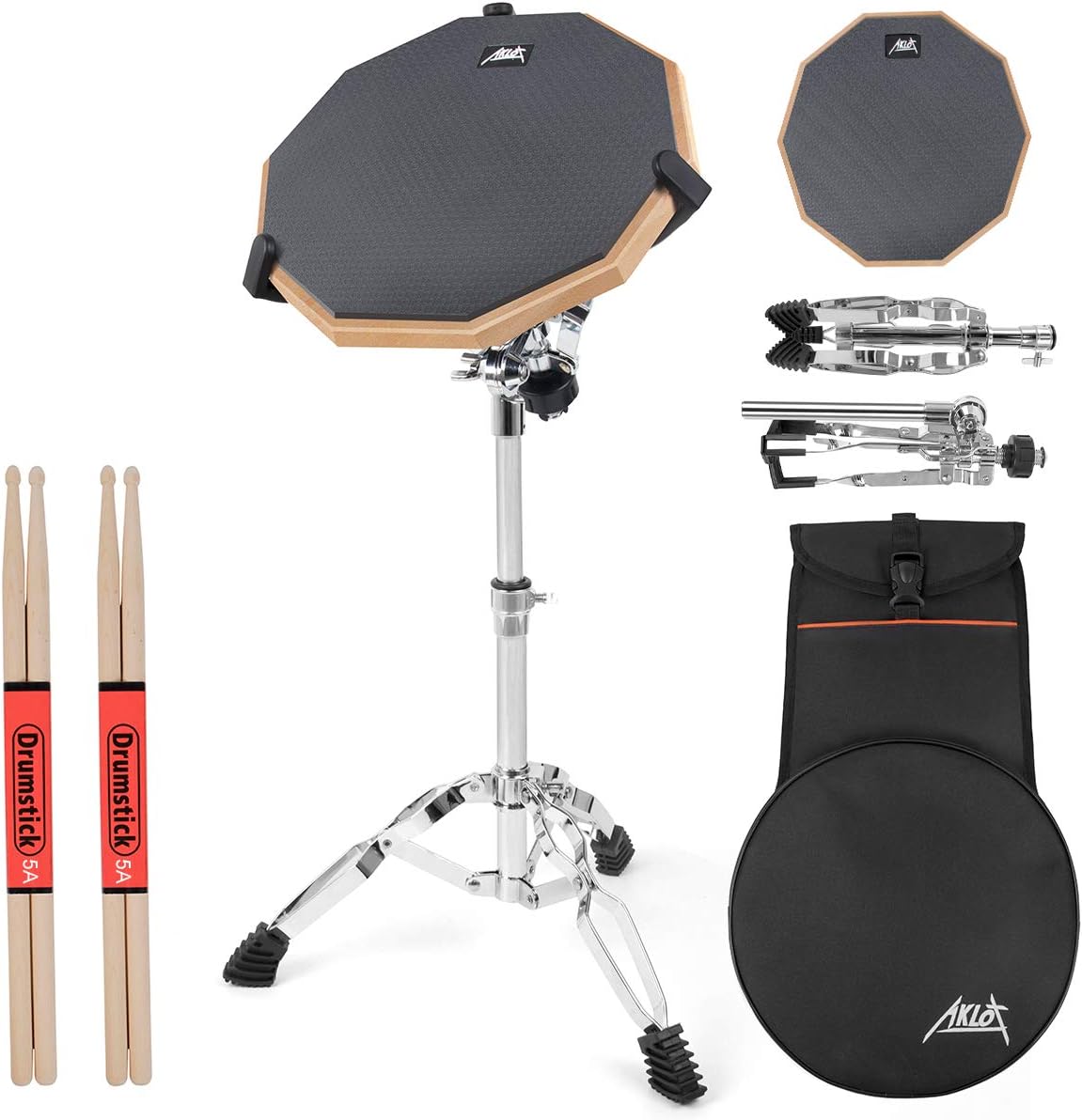 Drum Practice Pad Set with Adjustable Height and Accessories