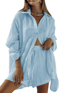Women 2 Piece Shorts and Blouse Set - Casual Summer Sweatsuit