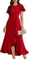 Women Formal Party Dress Flutter Short Sleeve Wedding Cocktail Dress