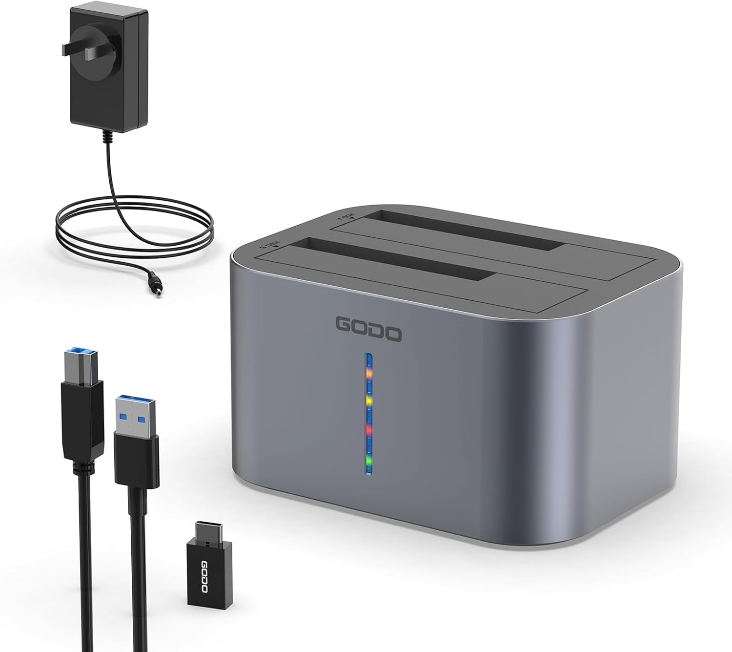 High-Speed Dual Bay HDD Dock with RGB Lighting