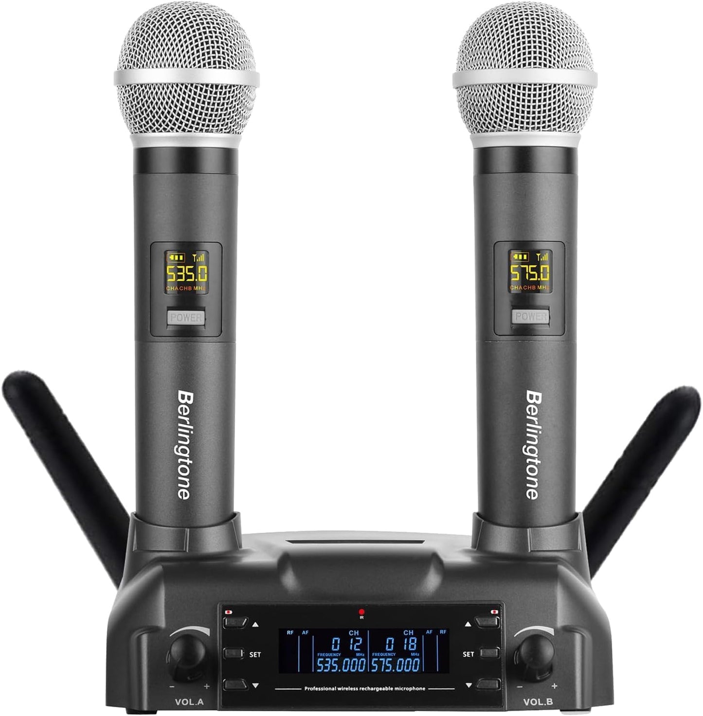 Professional Dual Dynamic Handheld UHF Wireless Microphone System