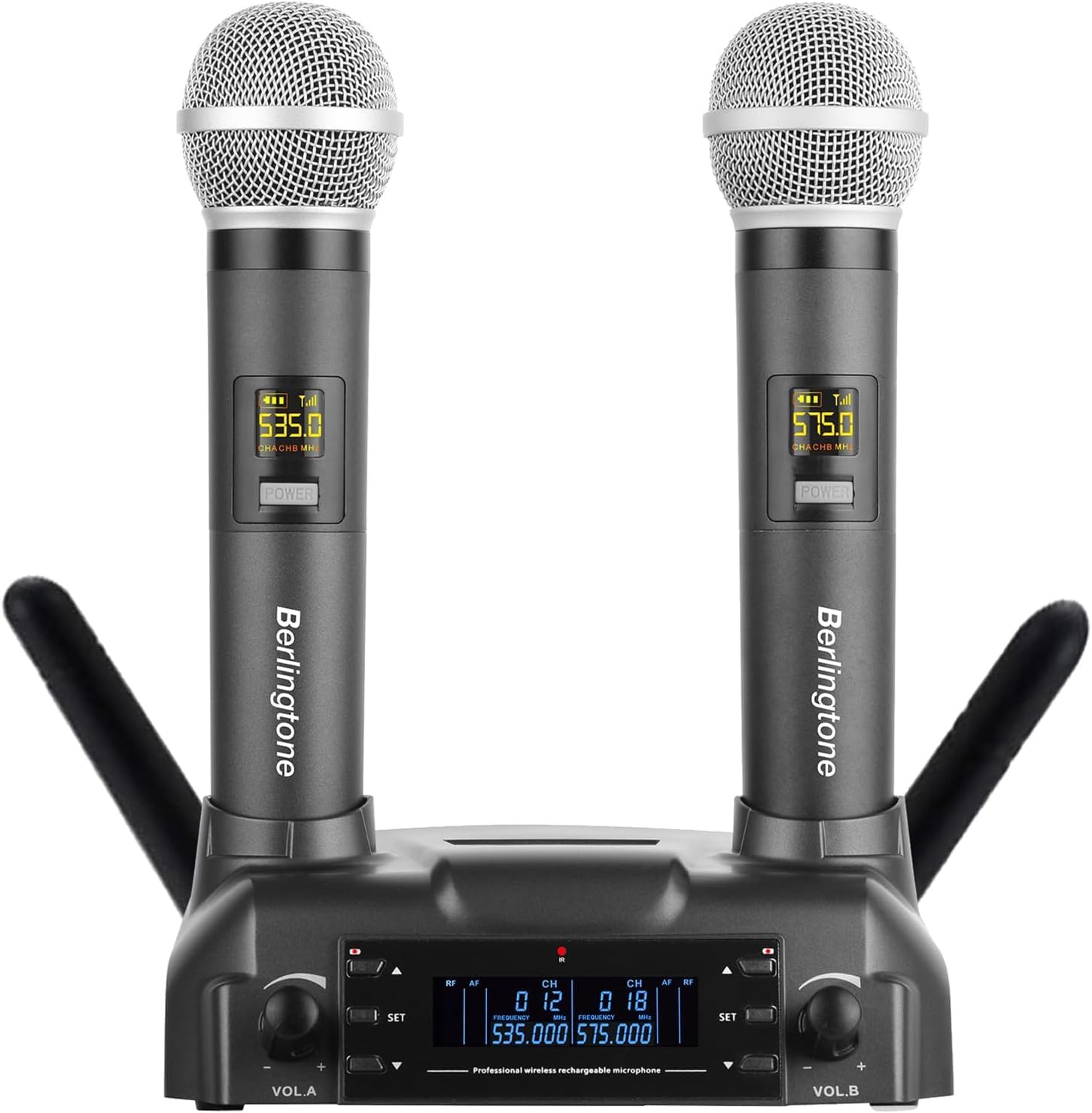 Professional Dual Dynamic Handheld UHF Wireless Microphone System
