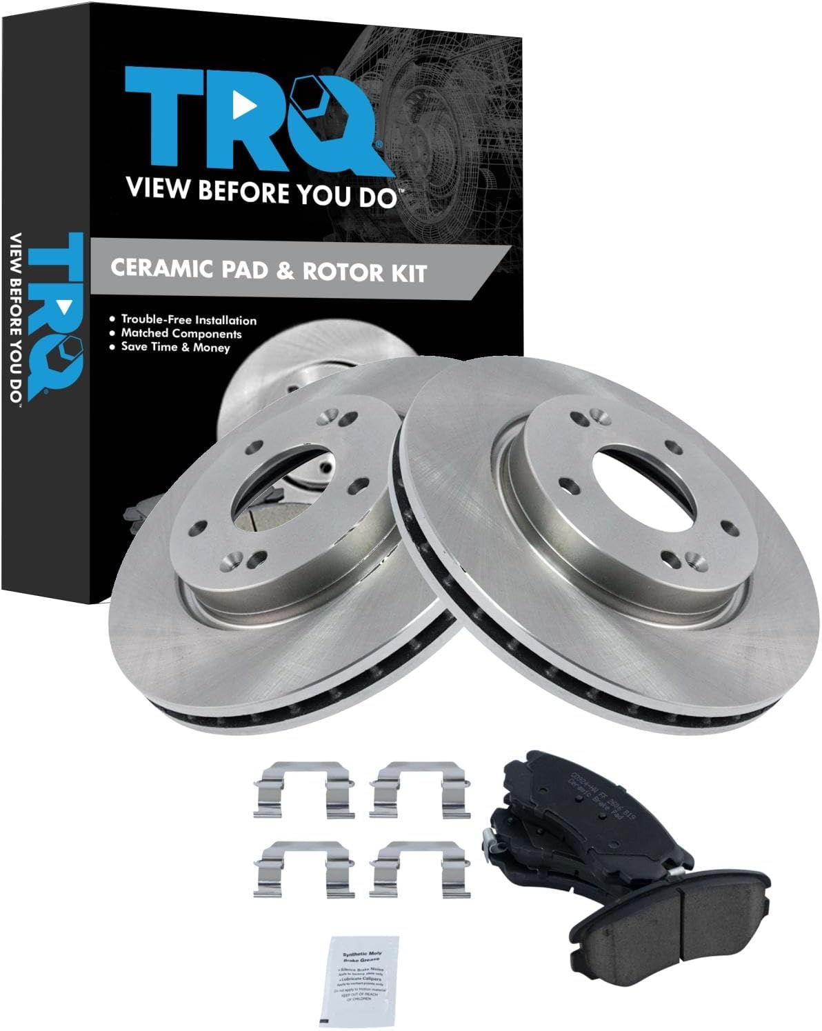 TRQ Front Brake Pad & Rotor Kit for 2007-2010 Hyundai Elantra