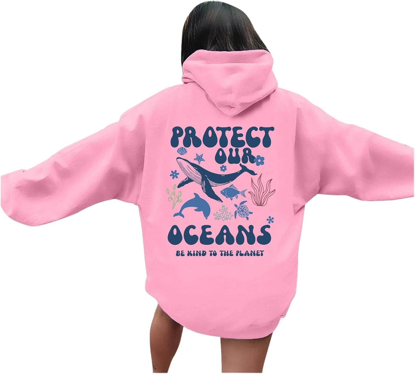 Ocean Print Surfing Hoodie - Womens Oversized Style