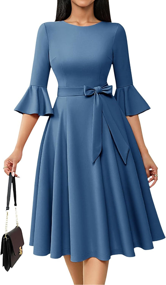 Vintage Bell Sleeve Women's Church Dresses for Any Occasion