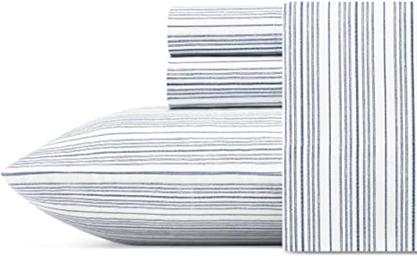 Nautica King Size Sheets Set - Crisp Cotton Percale Bedding