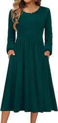 Long Sleeve A-Line Midi Dress for Women 2025 - Soft, Flowy Everyday