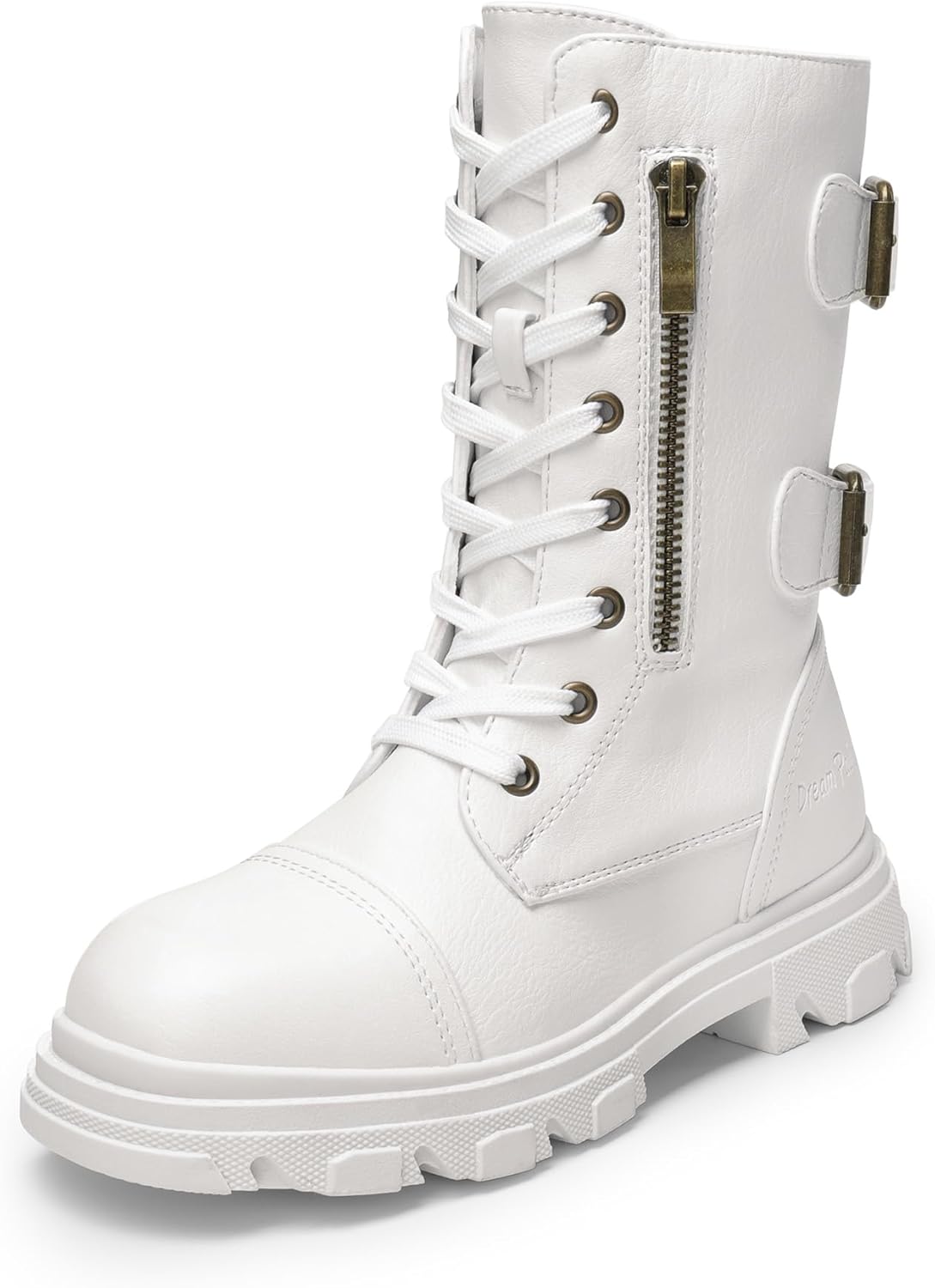 DREAM PAIRS Girls Combat Boots with Side Zipper for Kids