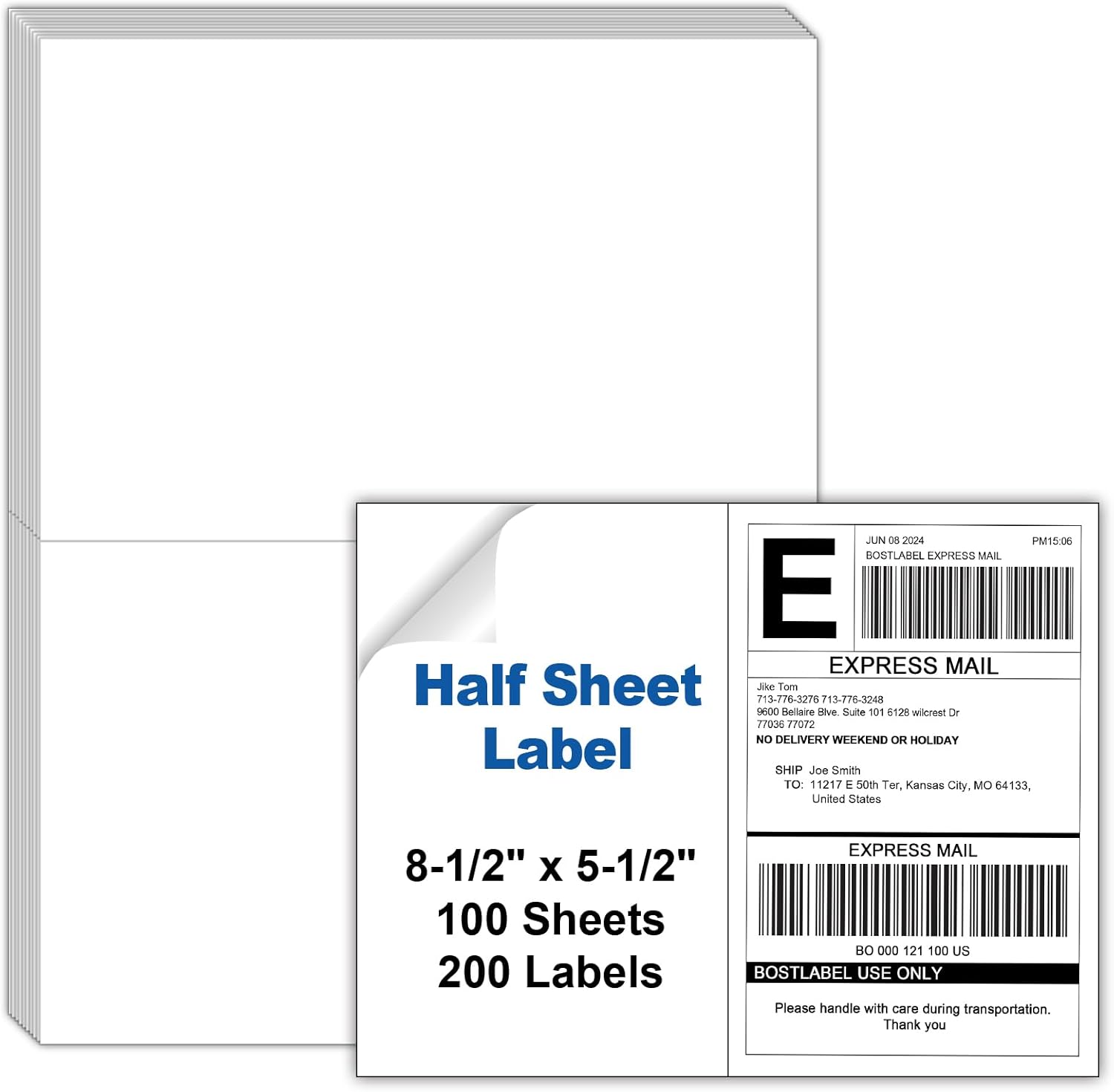 200 Self-Adhesive Shipping Labels by Bostlabel