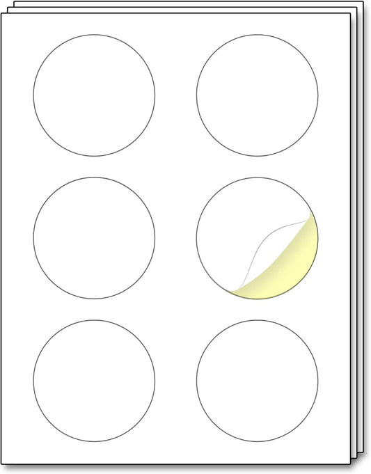 TownStix 3 Round White Labels - 30 Sheets, Laser/Inkjet Print, Letter Size