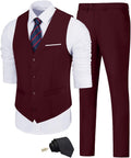 Men's Suit Slim Fit Vest and Pants 2-Piece Suit Navy Black Grey