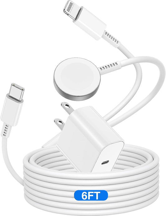 Fast Charging 2-in-1 Magnetic Cable for Apple Watch & iPhone, MFi Certified, 20W