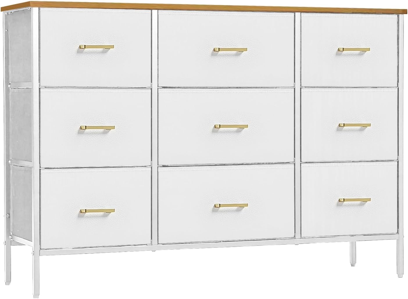 VASICAR 9-Drawer White TV Stand - Stylish Storage Solution