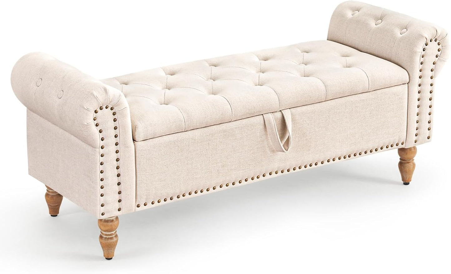 Modern Storage Bench with Button-Tufted Design for Bedroom