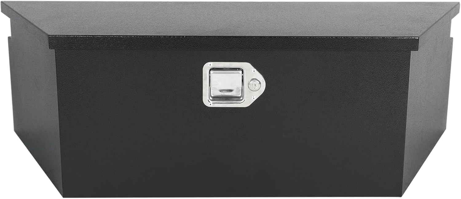 39in Tongue Truck Box Black Heavy Duty Steel Storage Organizer