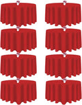 90 in Red Round Tablecloth 8 Pack - Durable Washable Party Linens
