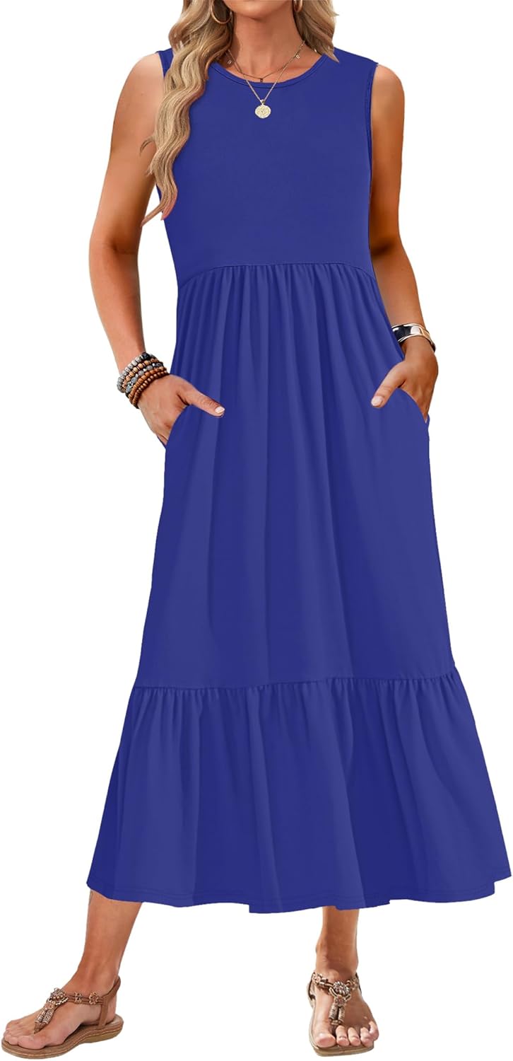 AUSELILY Womens Summer Dresses 2025 Casual Flowy Maxi Dress