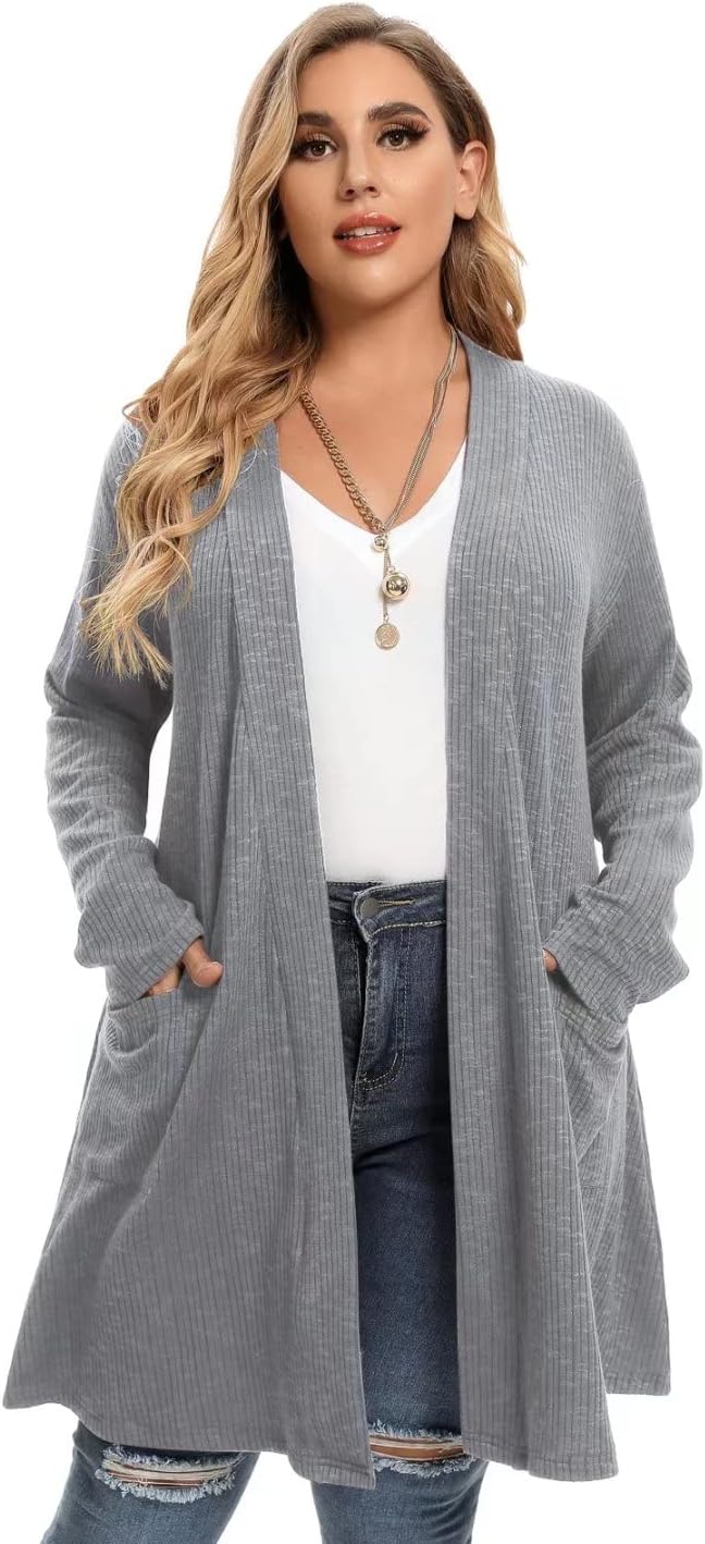LARACE Open Front Knit Cardigan for Women Plus Size Comfort