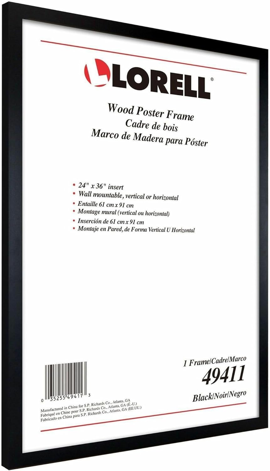 Lorell Poster Frame 24in x 36in Wood Black for Art Displays