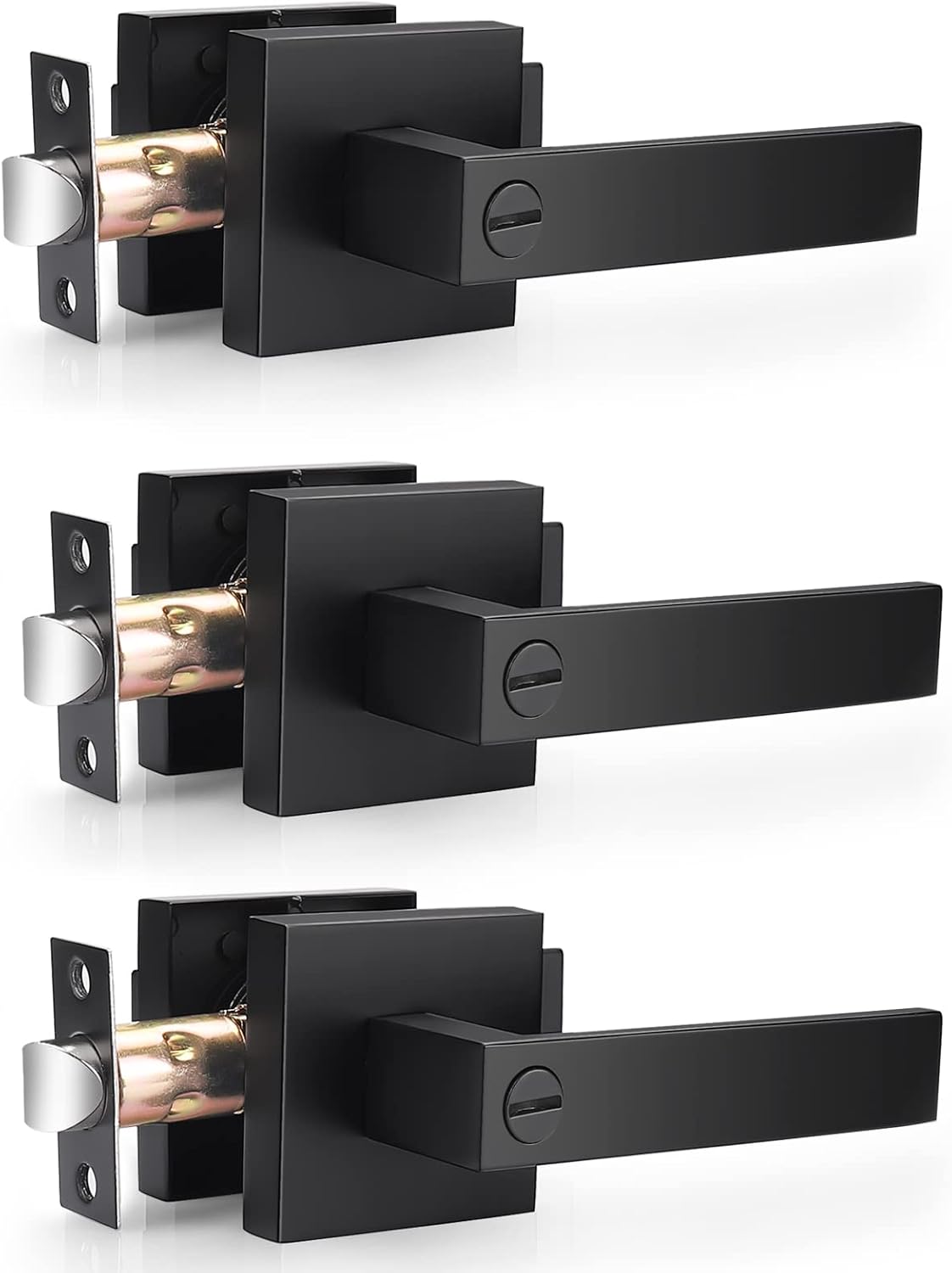 Probrico Heavy Duty Flat Black Door Handle for Privacy Needs