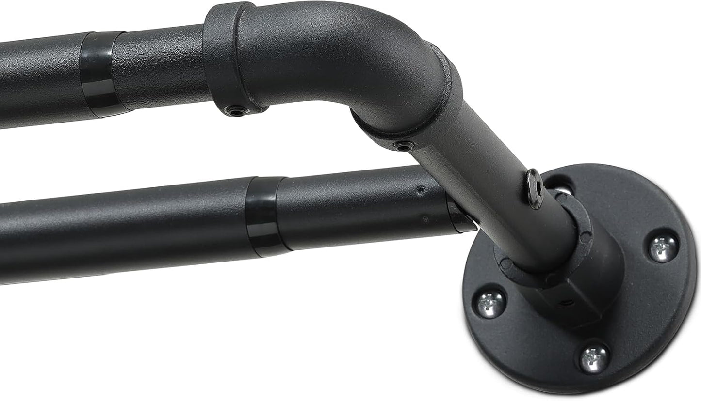 Industrial Double Curtain Rod Set - Dual Blackout Capable