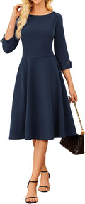 Work Dresses for Women 3/4 Sleeve Fit and Flare Midi (Style MLZL)