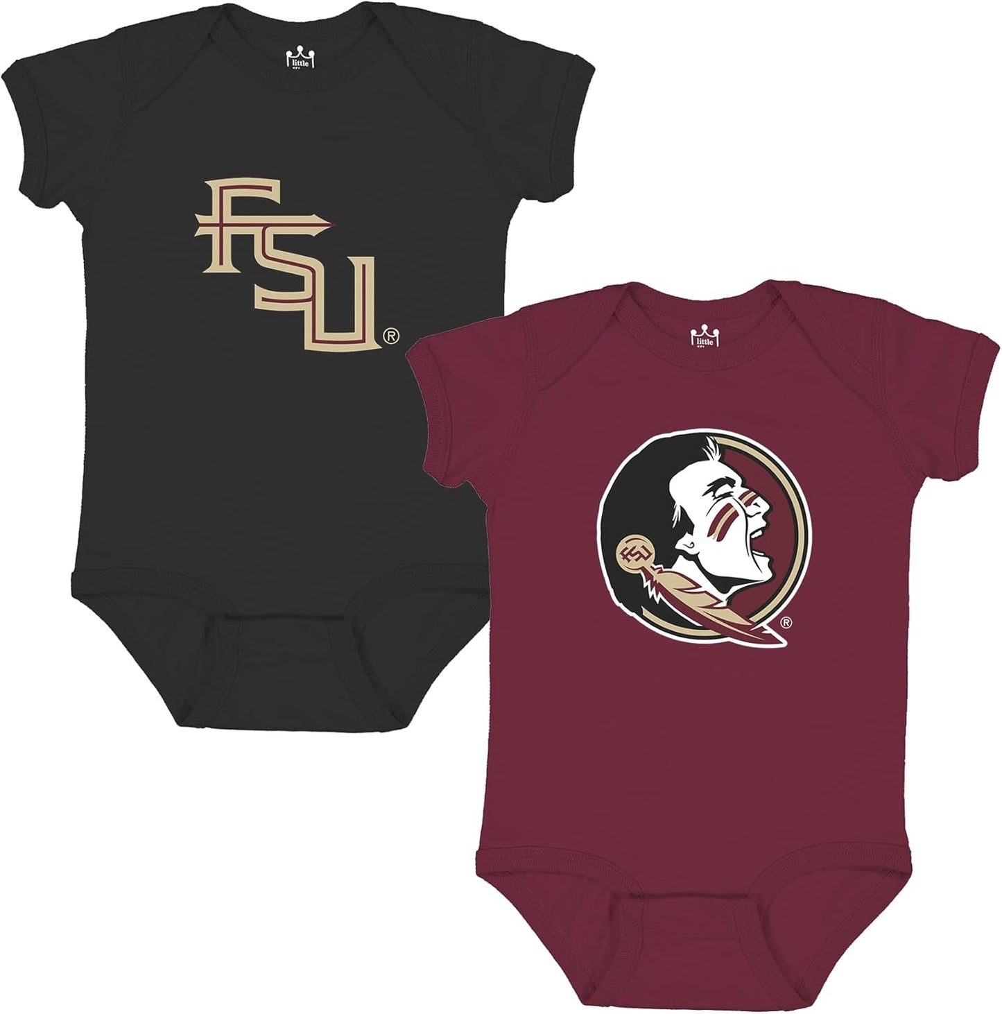 Little King NCAA Bodysuit 2 Pack for Infant Sizes 0-18M