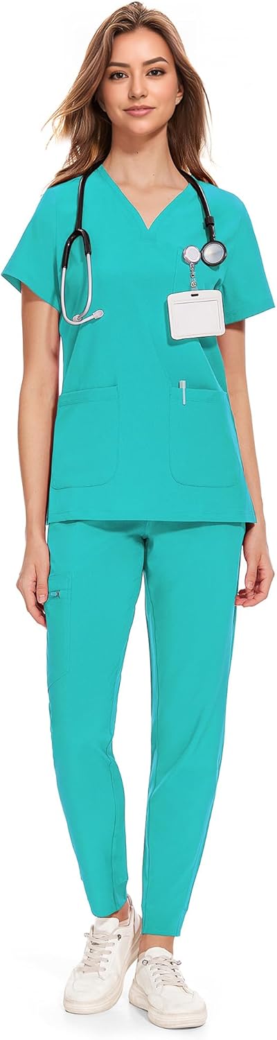 COZYFIT Medical Scrubs for Women with 8 Pockets and Comfort