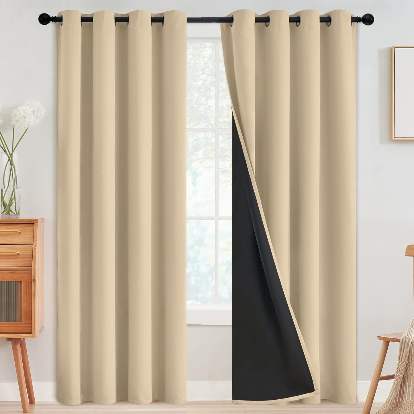100% Blackout Curtains for Bedroom and Living Room, 52 x 96 in
