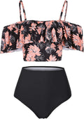 High Waisted Flounce Bikini Set - Tummy Control Off Shoulder Style you