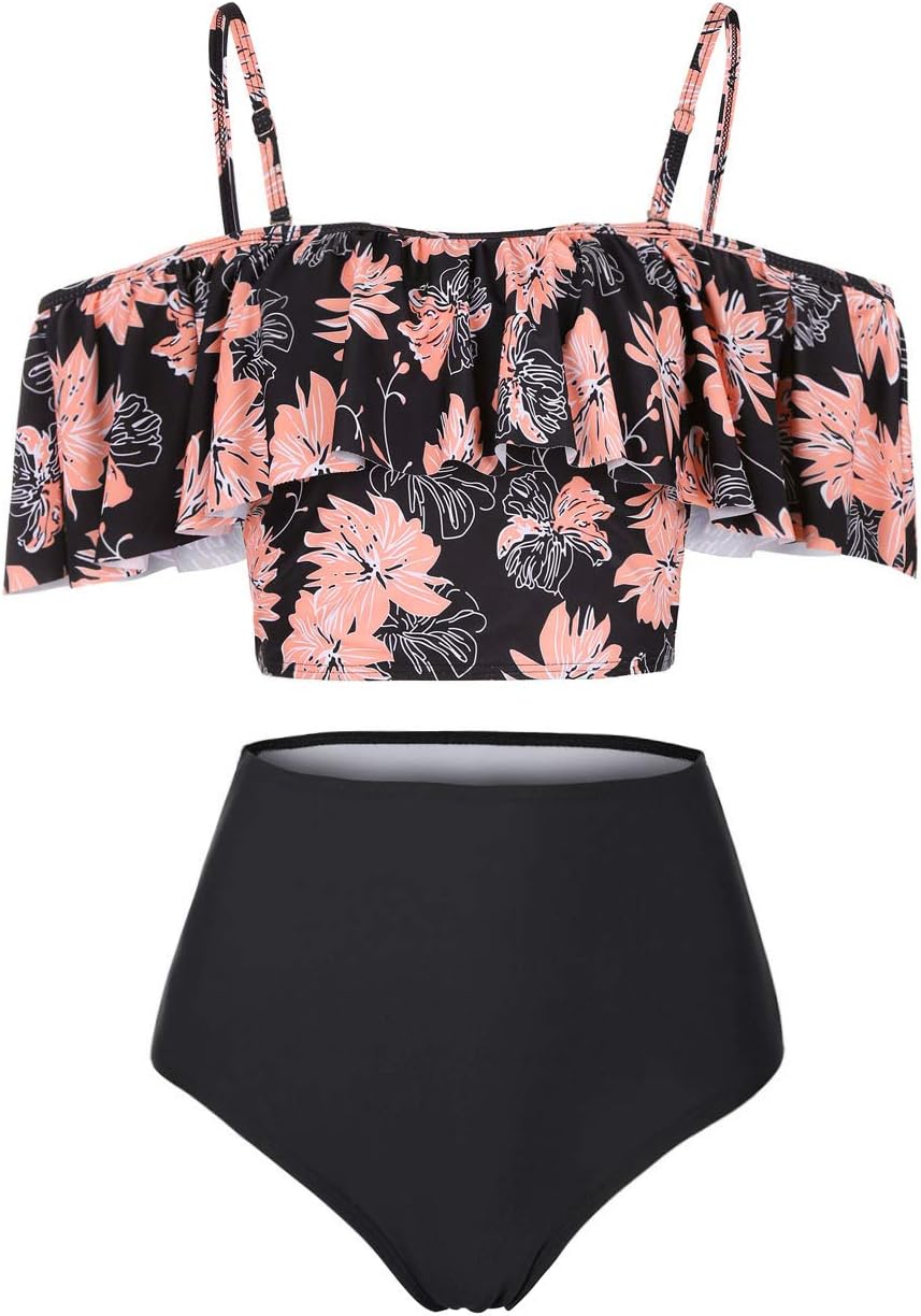 Kaei&Shi High Waisted Flounce Bikini Set for Tummy Control