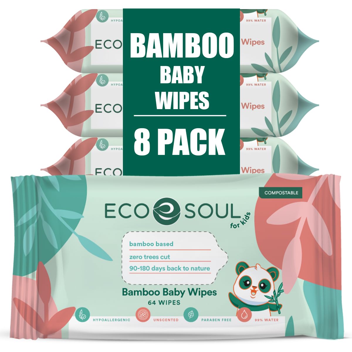 Bamboo Baby Wipes | Eco-Friendly & Hypoallergenic | 512 Unscented Wipes