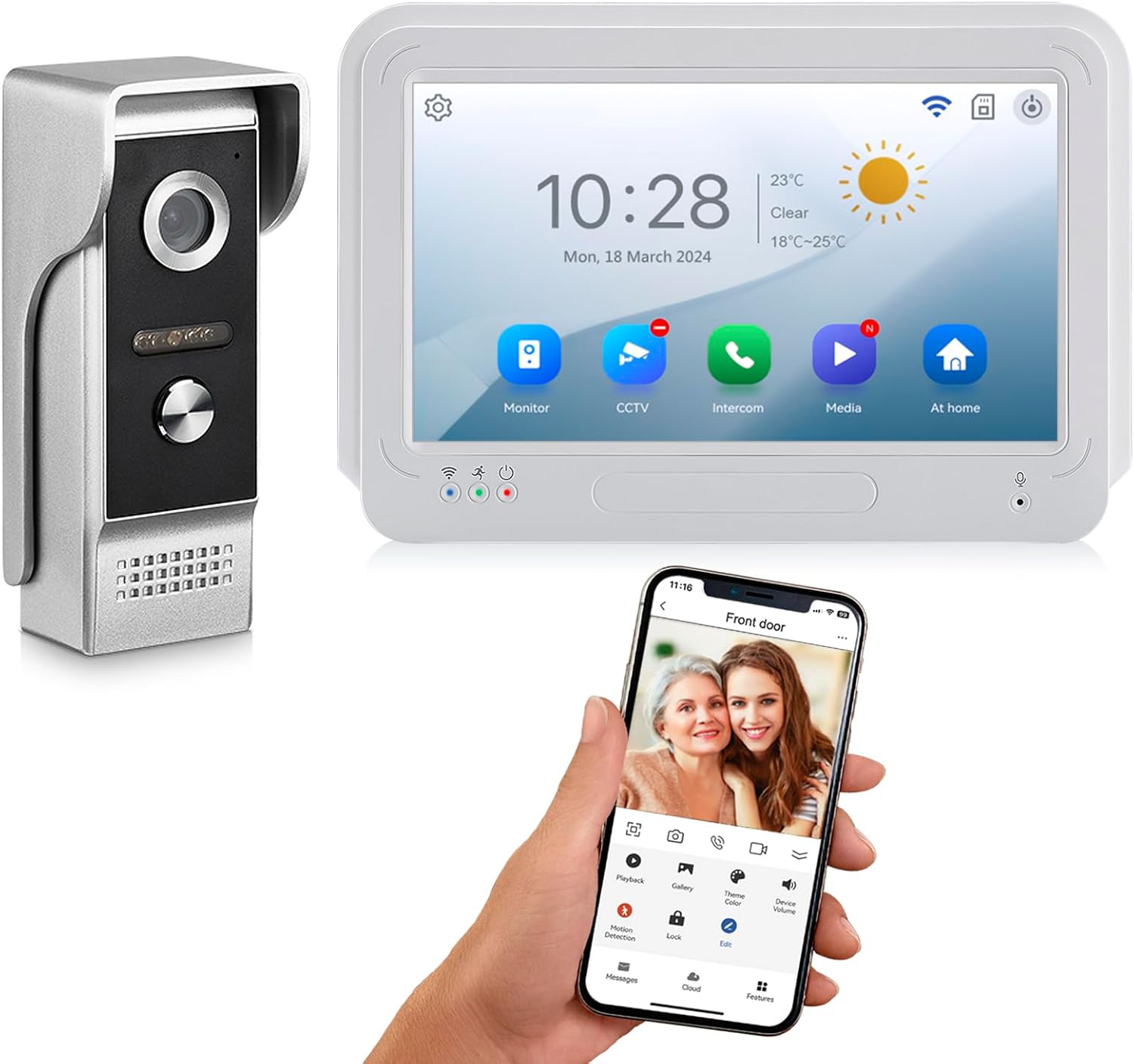 AMOCAM Wireless Video Doorbell System - 1080P HD, 7 Touch Screen, No Fees!