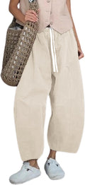 Barrel Jeans Women Cropped Wide Leg Pants - Relaxed High Waisted Fit