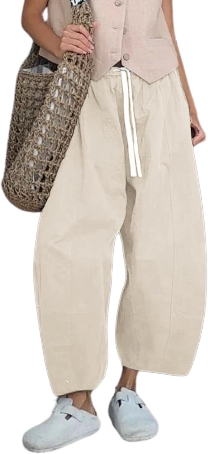 Cropped Barrel Jeans for Women - High Waisted Wide Leg Pants