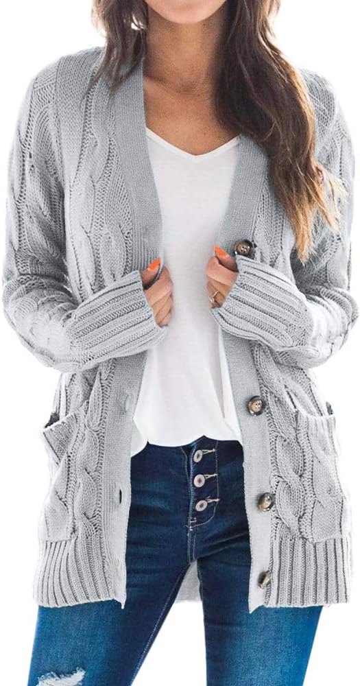 Goranbon Women's Cable Knit Cardigan for Stylish Comfort