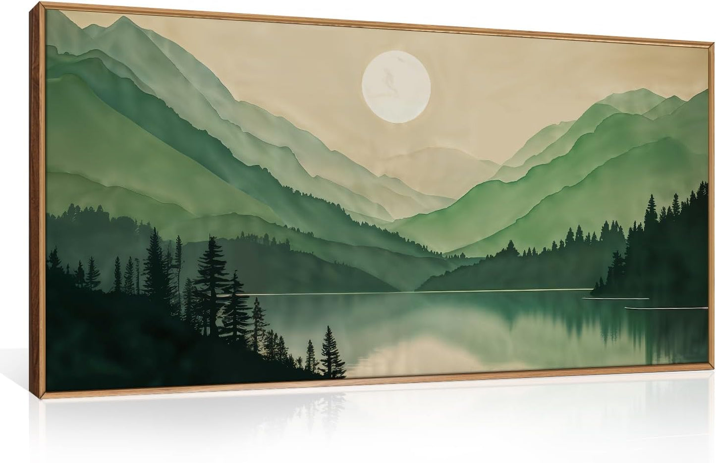 Watercolor Mountain Framed Canvas Wall Art Set for Home Decor