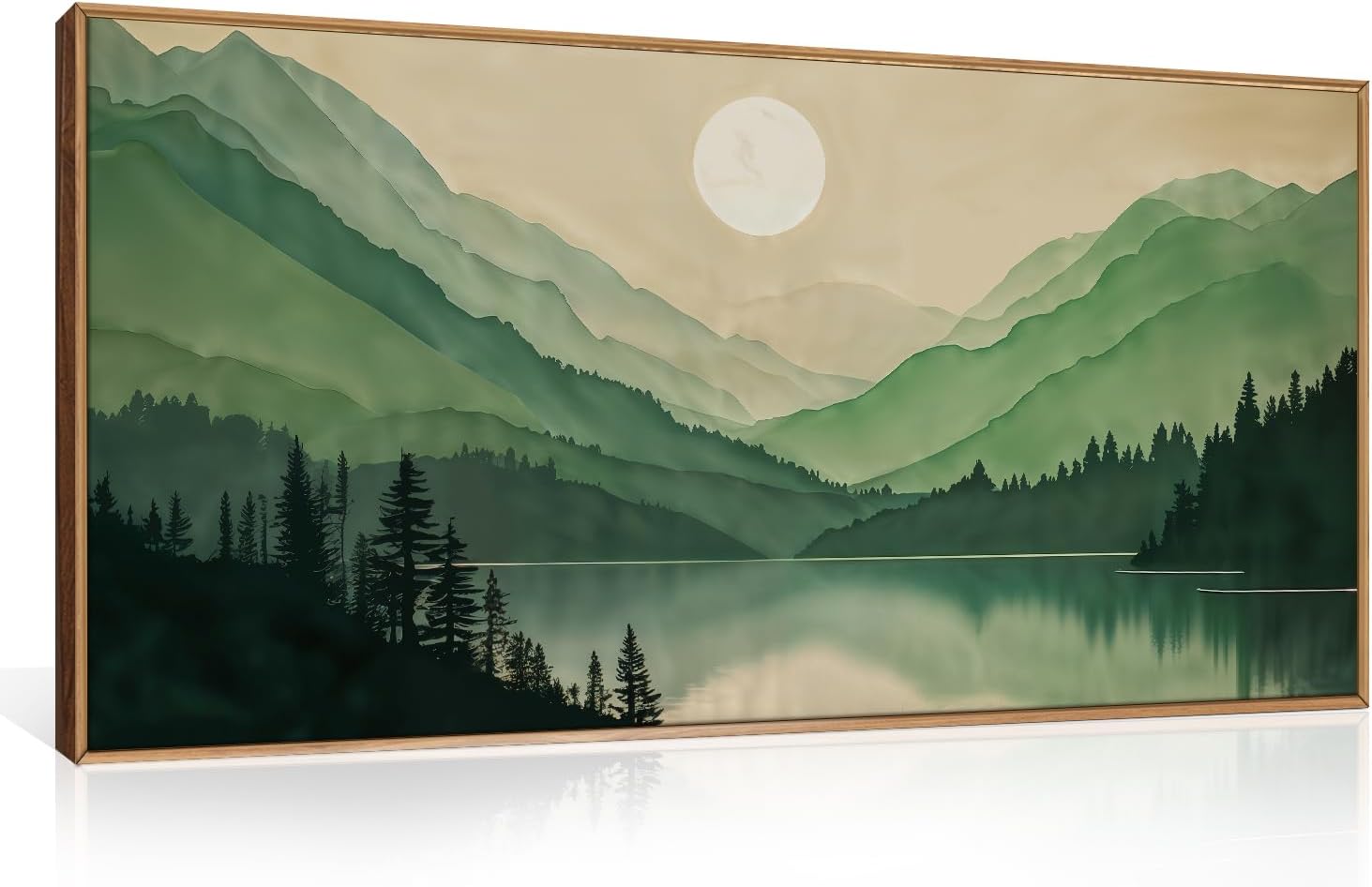 Watercolor Mountain Framed Canvas Wall Art Set for Home Decor