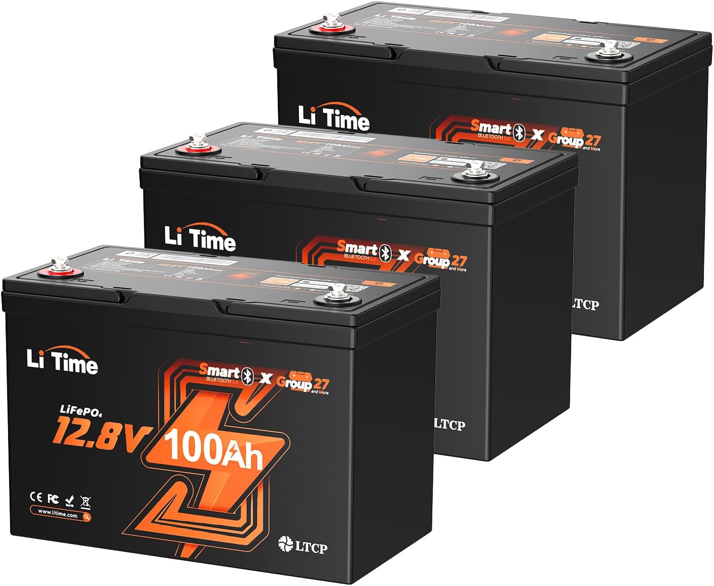 LiTime 12V 100Ah Bluetooth LiFePO4 Battery for RV and Solar Use