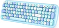 Wireless Bluetooth Keyboard - Retro Round Keycaps (Blue)