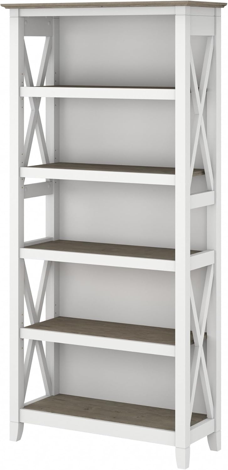 Tall 5 Shelf Bookcase for Living Room or Home Office Storage