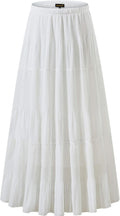 NASHALYLY Women's Chiffon High Waist Pleated A-Line Maxi Skirt long