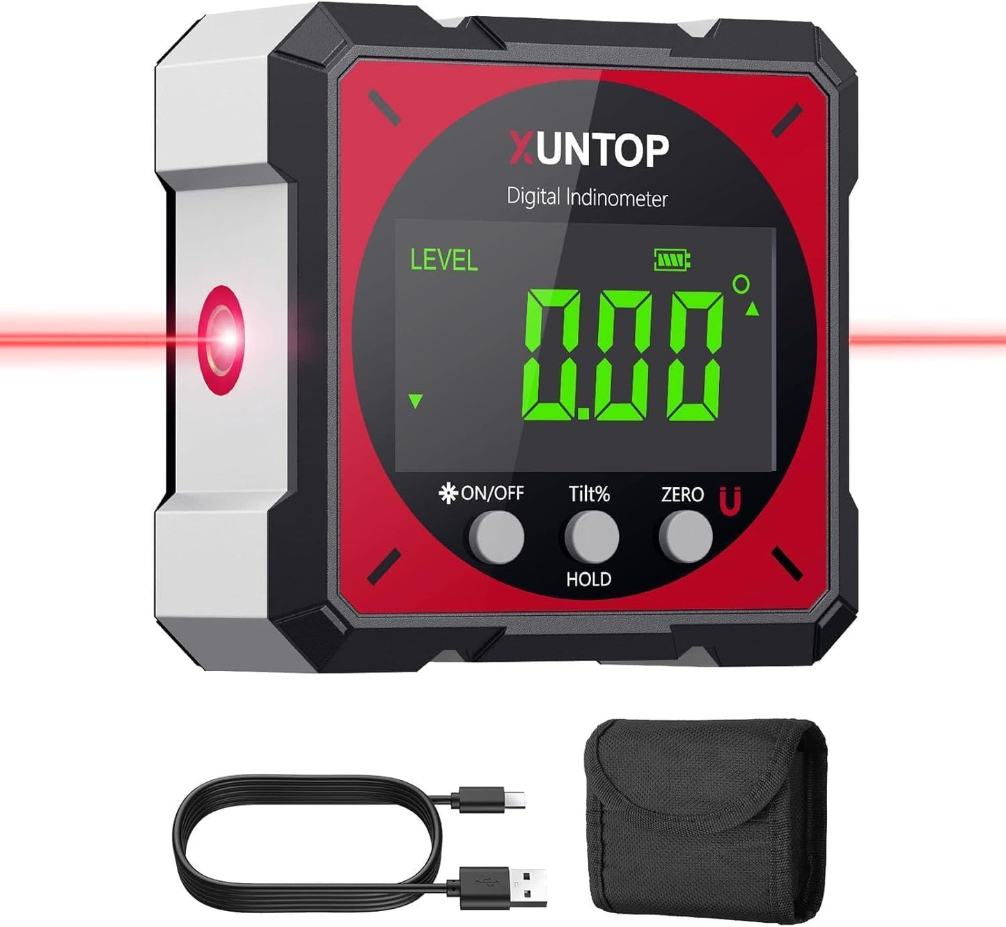 USB Charging Digital Angle Finder Level Box with Laser for Precision