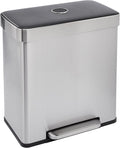 Dual Compartment Recycling Trash Can with Soft-Close Lid - 60L