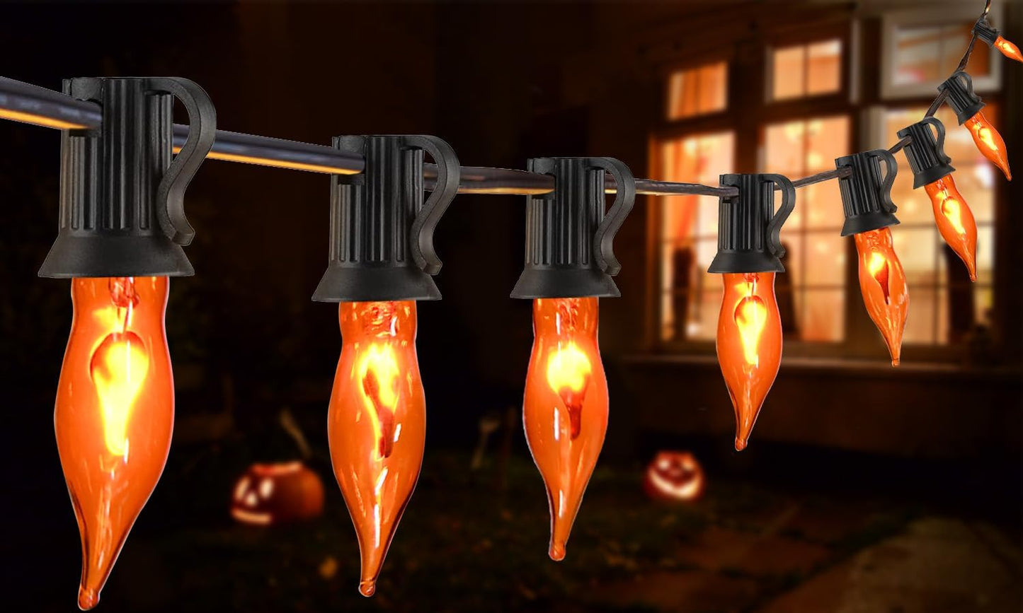 27.8Ft Halloween Flickering Flame String Lights for Decor