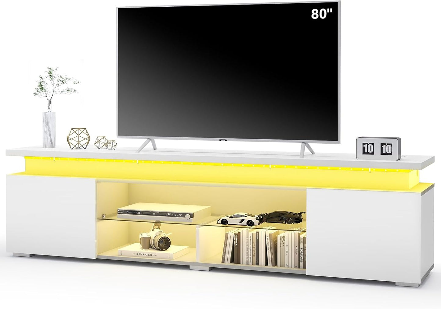 Redkey Modern TV Stand with Lights - Stylish Entertainment Center