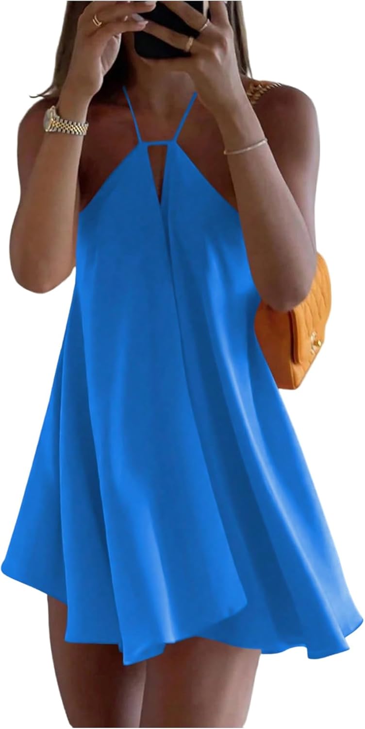 SOLY HUX Women's Halter Neck Mini Dress for Summer Fun